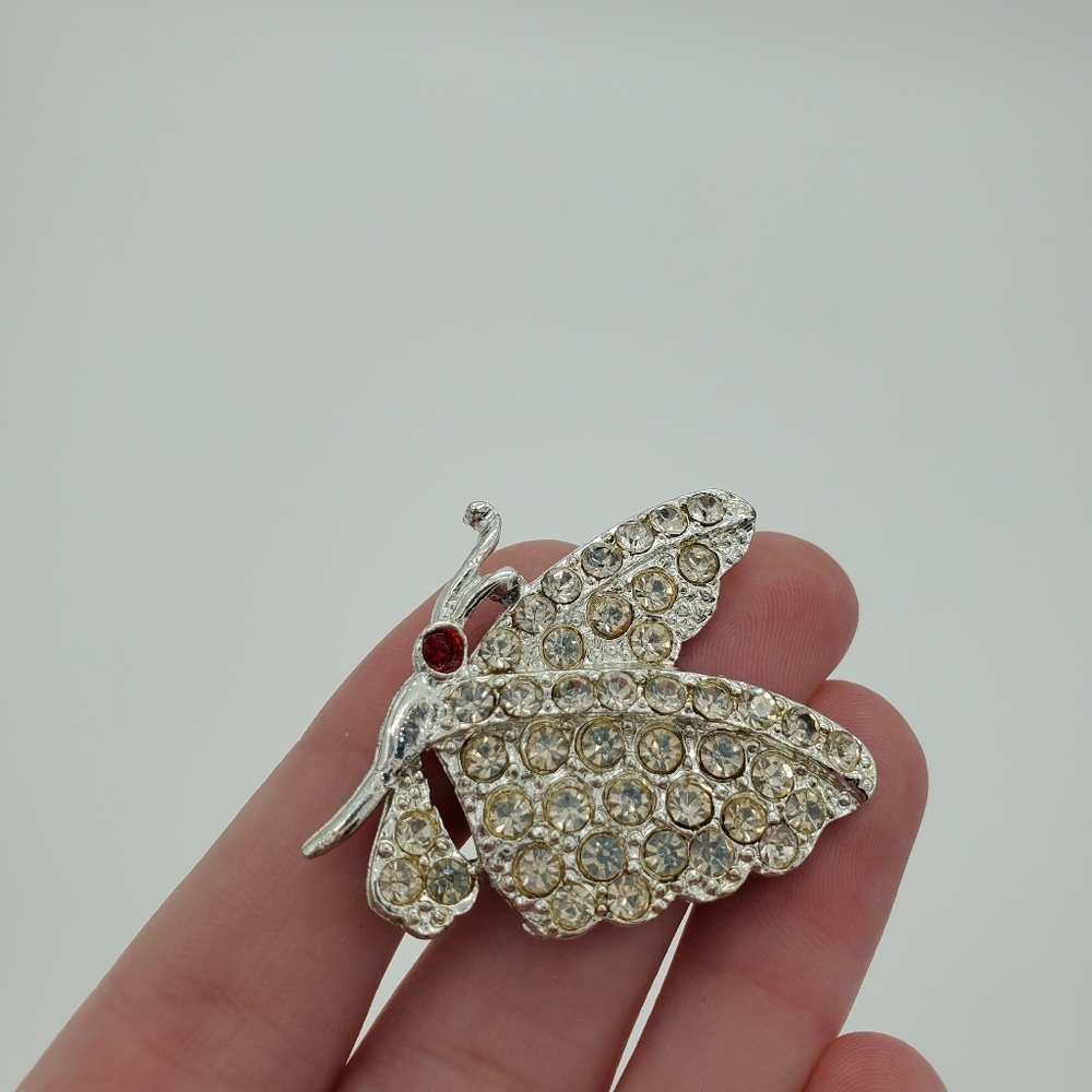 Rhinestone butterfly pin - Picture 2 of 3